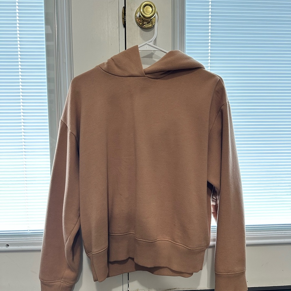 Minimal Solid Hoodie in Light Brown